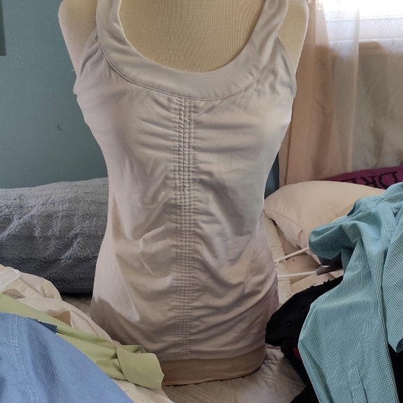 Soybu Light Beige Ruched Tank Top - Picture 1 of 3